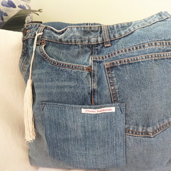Repurposed Denim tote bag. Recycled jeans tote. Cross body bag. Upcycled Denim - Picture 4 of 8